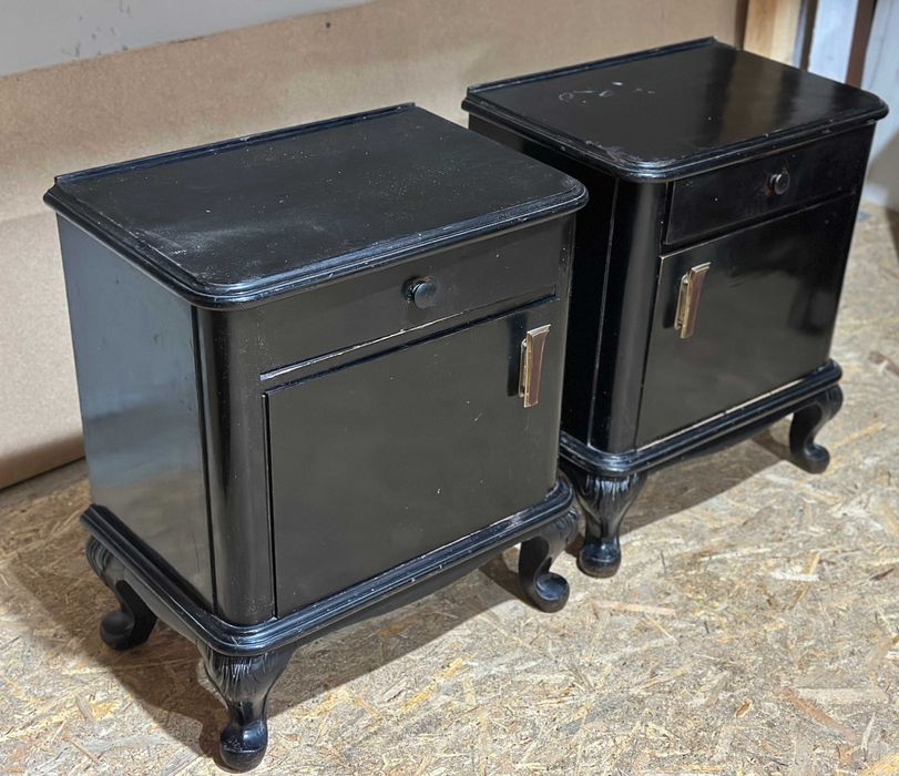 2 buc Noptiera Vintage Stil ArtDeco; Noptiera din lemn; Comoda