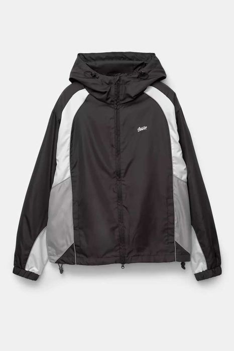 Мъжко непромокаемо яке с десен на панели Pull&Bear, 100% полиестер, XL