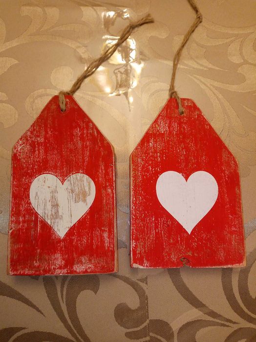 Оригинальные подвесные сердечки из натурального дерева 2шт 50 тыс