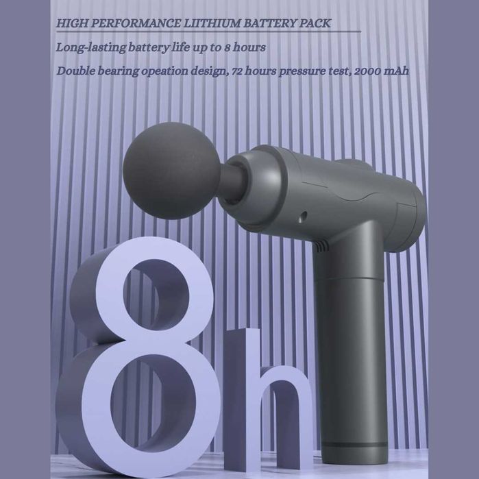 Масажен Пистолет за Дълбокотъканен Масаж 2000mAh Батерия 8 Часа Работа