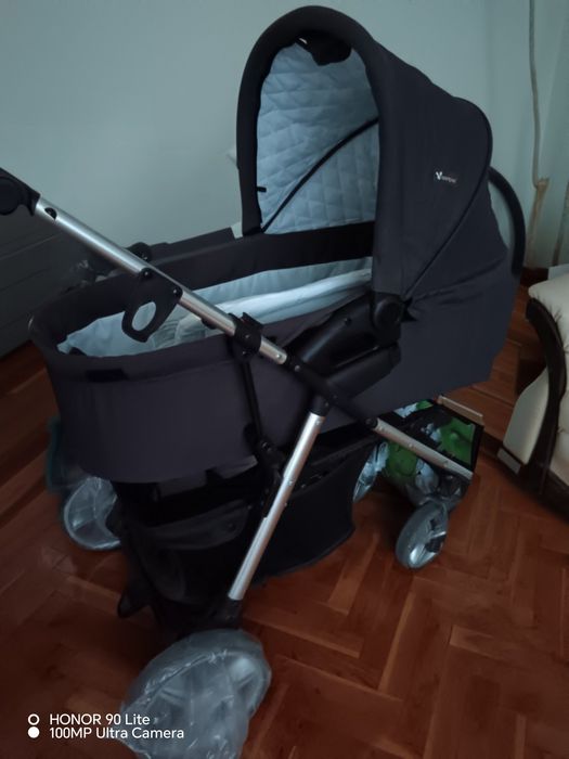 Бебешка количка Cangaroo Noble 3 в 1, тъмно сива