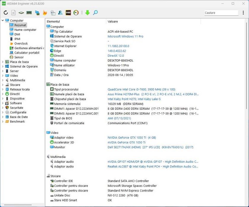 PC GAMING-Asus Prime,CPU i5-4,1GHz,RAM 16GB DDR4,M2 512GB, GTX1050Ti-4Gb