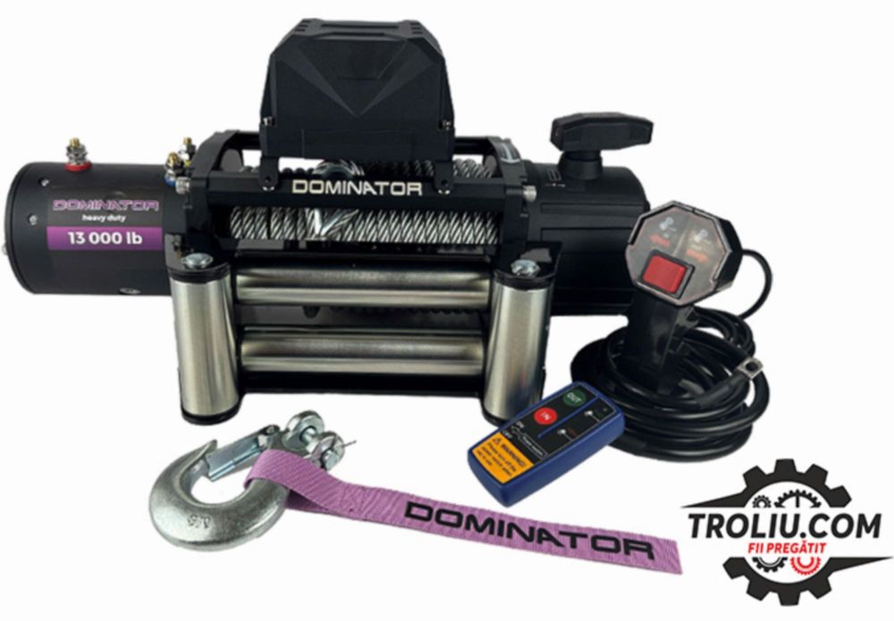 Troliu Dominator 13000 HD 6Tone electric platforma 4x4 auto Steel Rope