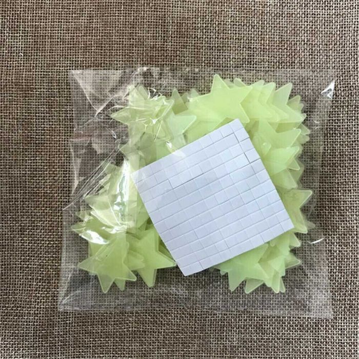 100 броя светещи звезди, звездички за декорация на детска стая, лепящи