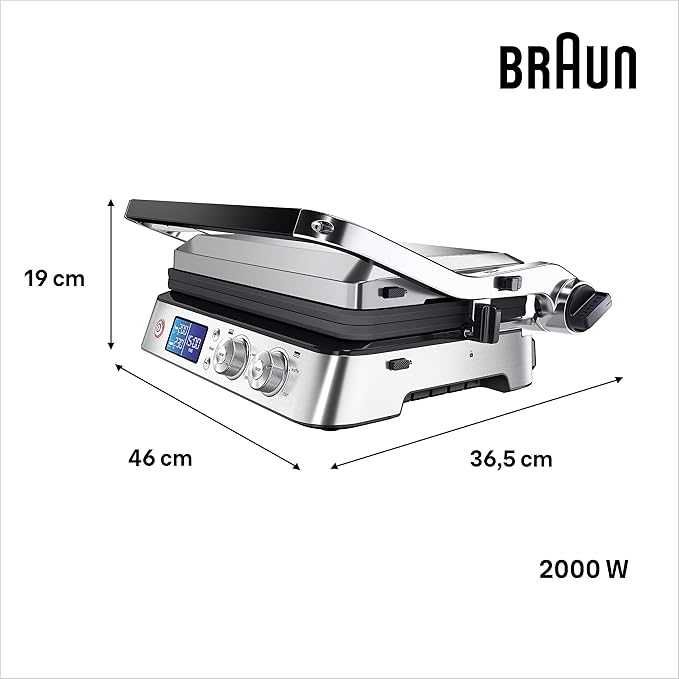 Braun MultiGrill 9 CG9047 PRO, 3-в-1 контактен грил, барбекю и фурна, голяма повърхност за грил (16 бургера), 2000 W, 250°, планча и грил