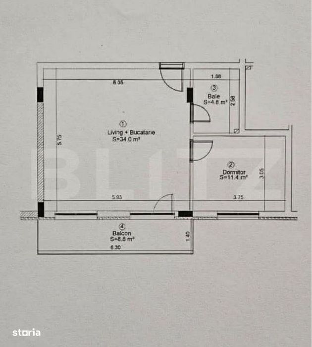 Apartament 2 camere, 50,2 mp utili, Balcon 8,8 mp, garaj, Zona Eroilor