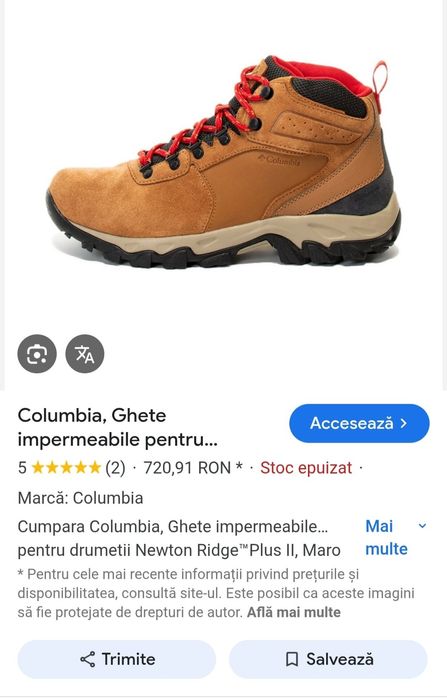 Ghete impermeabile COLUMBIA Newton Ridge Techlite Waterproof, Nr 31 EU