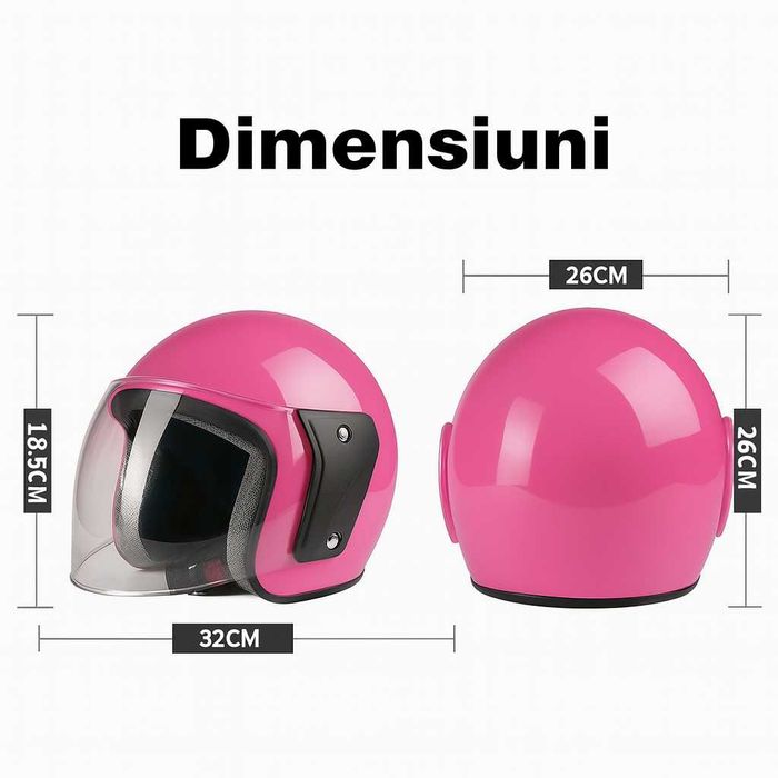 Casca Scuter/Moto/ATV Open Face, Marime Universala, Viziera, Roz