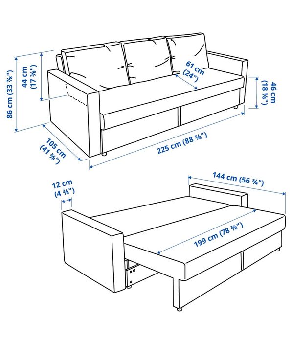 Canapea extensibila 3 locuri - gri inchis Friheten IKEA