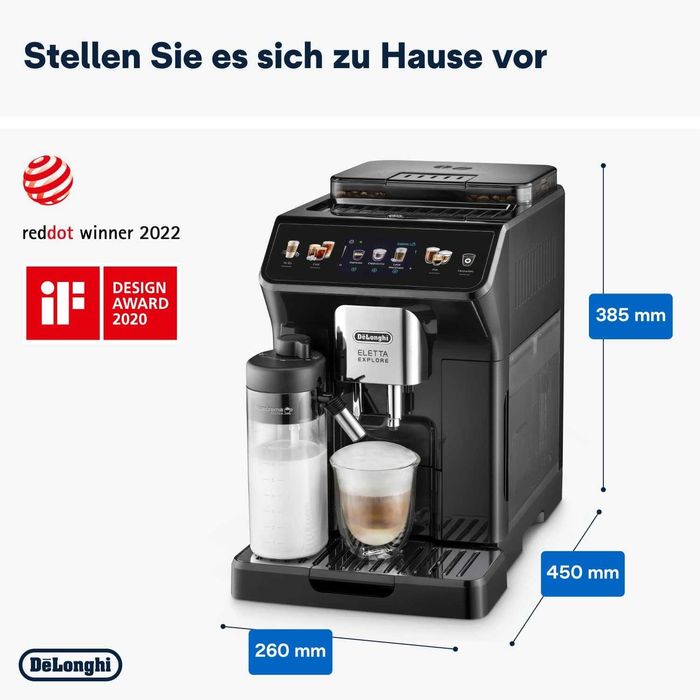 Кафеавтомат DELONGHI ELETTA ЕXPLORE ECAM450.65.G LATTECREMA HOT TECHNOLOGY 1800.00 ml АВТОМАТИЧНА КАПУЧИНО СИСТЕМА 19.00 bar, ОПЦИЯ ЗА МЛЯНО КАФЕ