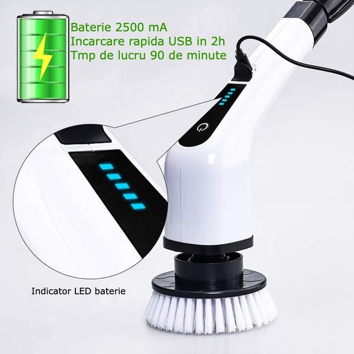 Perie electrică rotativă de curățare 8 în 1, fără fir, model ANS-8050 – NOUĂ