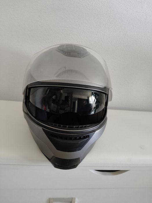 Cască Moto Modulară (Flip-up) ,Crivit, Culoare gri mat, Mărime M