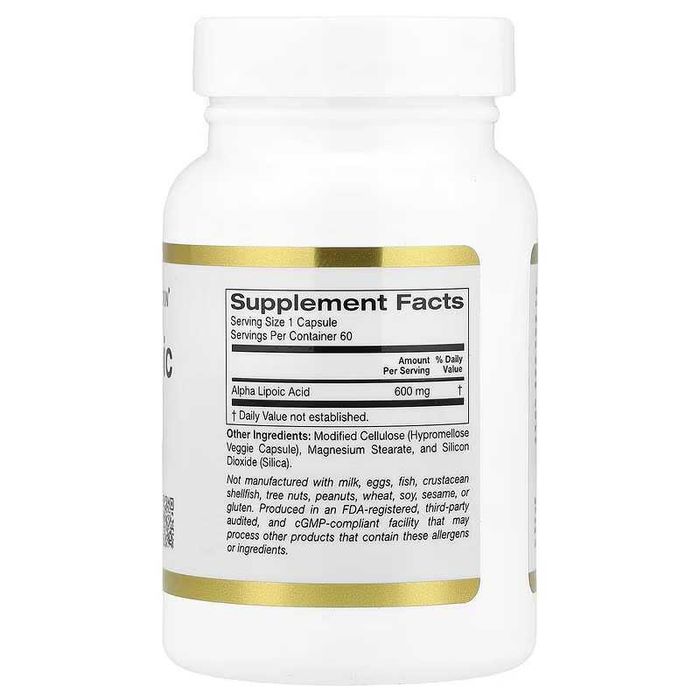 California Gold  Alpha Lipoic Acid, 600 mg, 60 vcaps