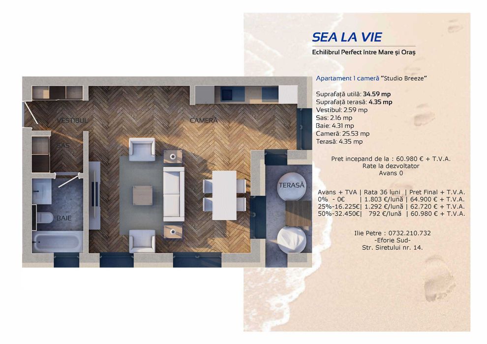 Sea La Vie Eforie Sud - Apartament 3 camere, boutique, aproape de mare