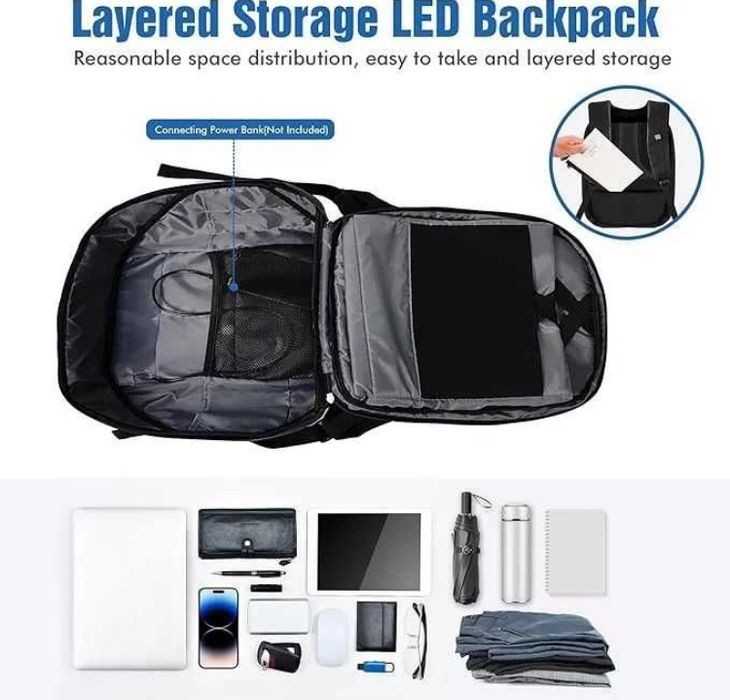 Смарт LED раница Wi-fi приложение Pixel ученическа, лед , мото мотор