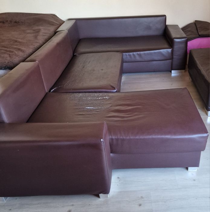 Холов немски диван с лежанка за претапициране