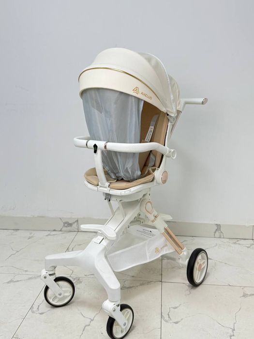 Premium bolalar aravachasi AXELUS beige + gold