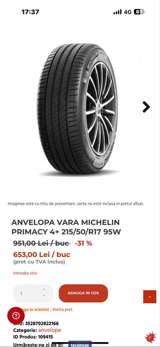 Cauciucuri de vara 215/50/17 Michelin