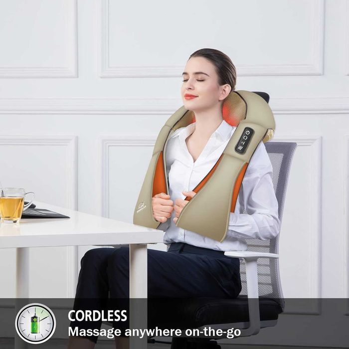 Безжичен масажор за врата Snailax SL632NCK Shiatsu с топлина, преносим