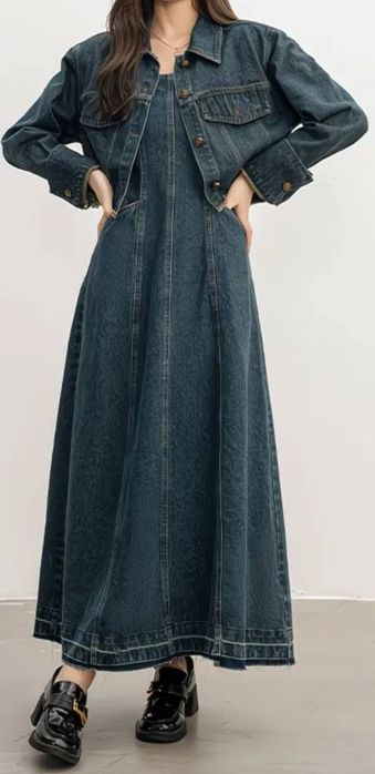 Djinsi sarafan kostyum va kostyum bezrukavka plash!