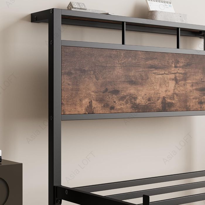 Кровать Металлическая, Лофт Стиле, с Зарядным разъемом, Темир Кровать