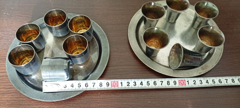 Ретро комплект чаши посребрени с поднос