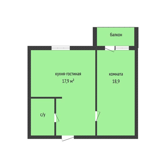 Евродвушка 8 мик 52 кв. м