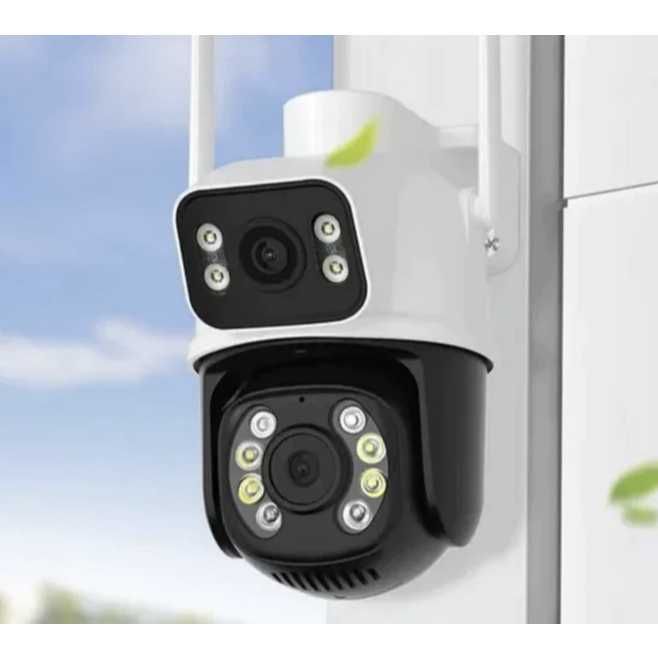 Външна водоуст двойна камера ICSEE 8MP 360° въртяща цветно нощно