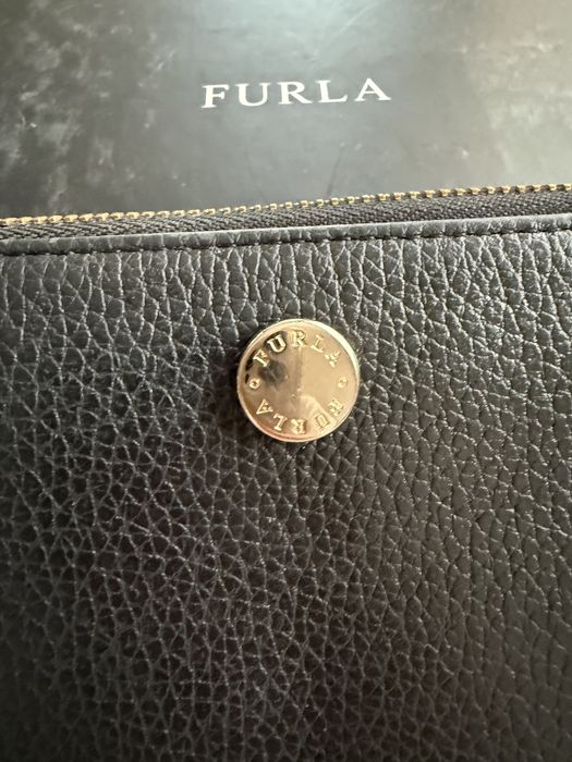 Черен кожен портфейл FURLA