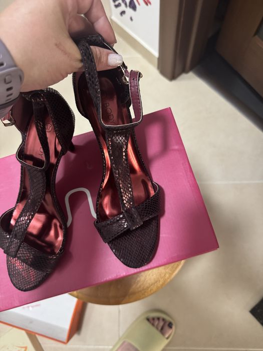 Sandale burgundy piele