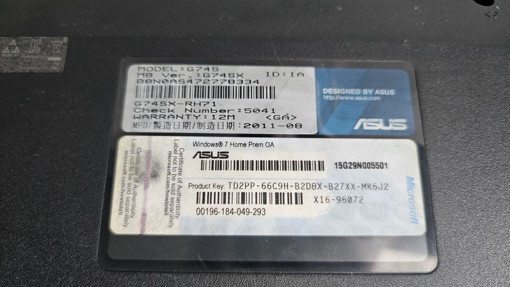 Продам ноут Asus g74s