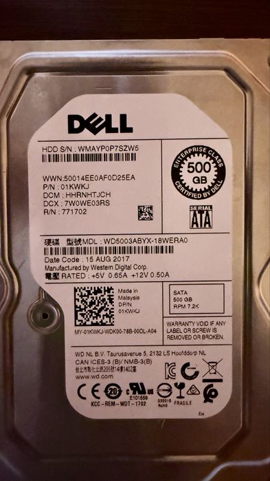 2 x HDD Enterprise Dell RE4 500GB SATA 7200rpm