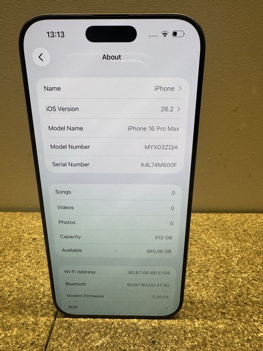 iPhone 16 Pro Max 512GB Black 94% Battery