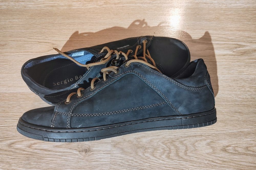 Pantofi de piele, stil sneakers, Sergio Bardi, bleumarin