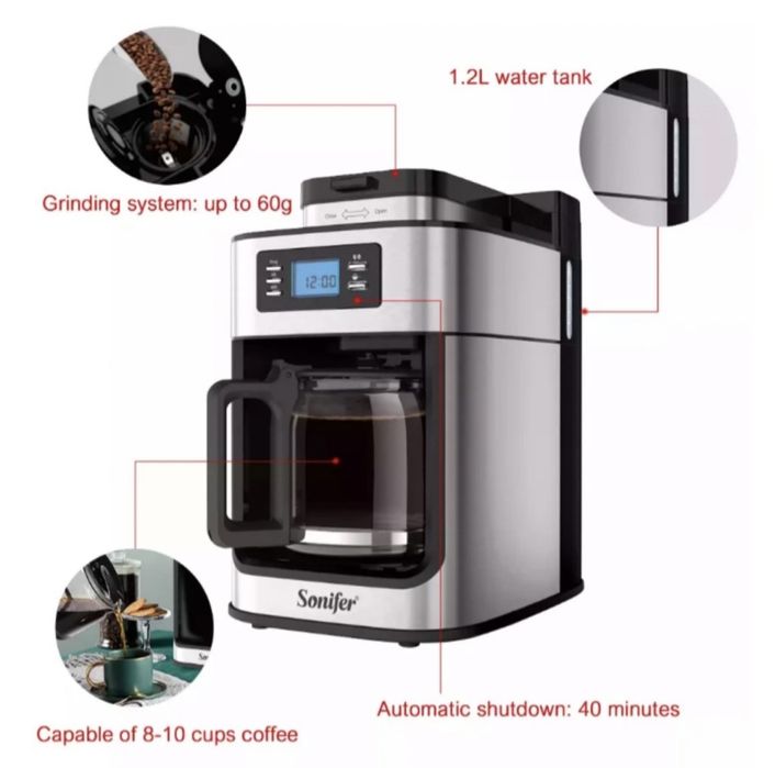 Кофеварка для чашек с измельчителем Sonifer sf-3541
