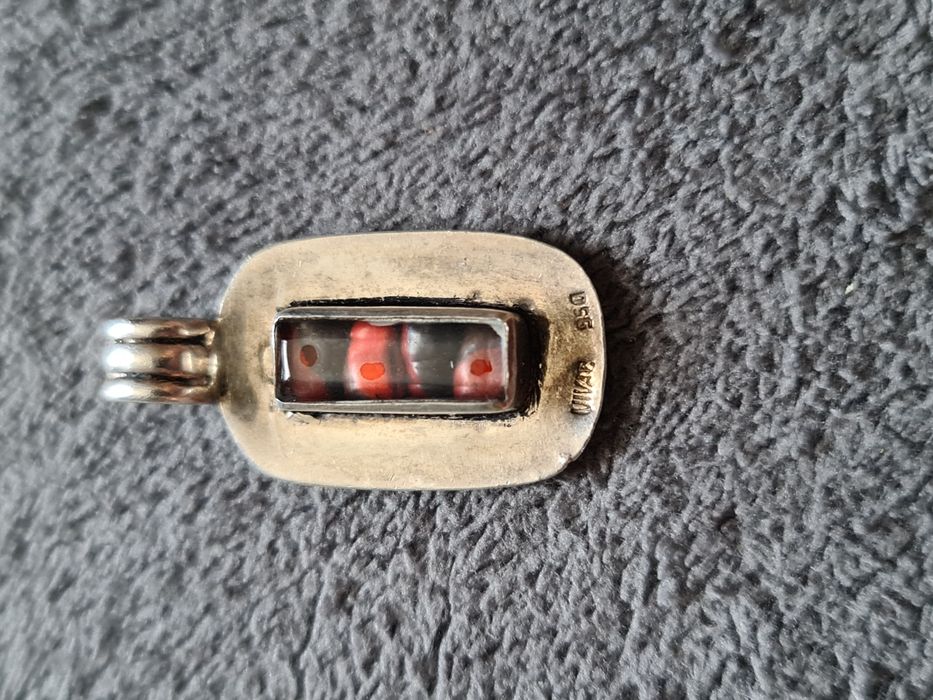 Pandantiv argint 950 masiv Mexico,jasp rosu,onix negru,deosebit