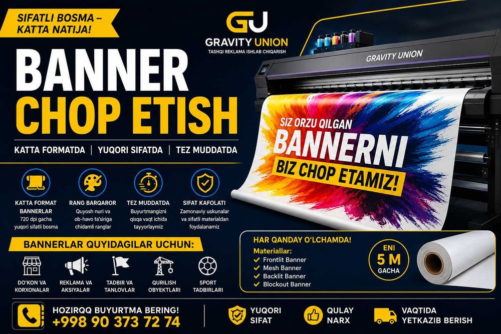 Banner chop etish | Katta formatli bosma | Tez va sifatli