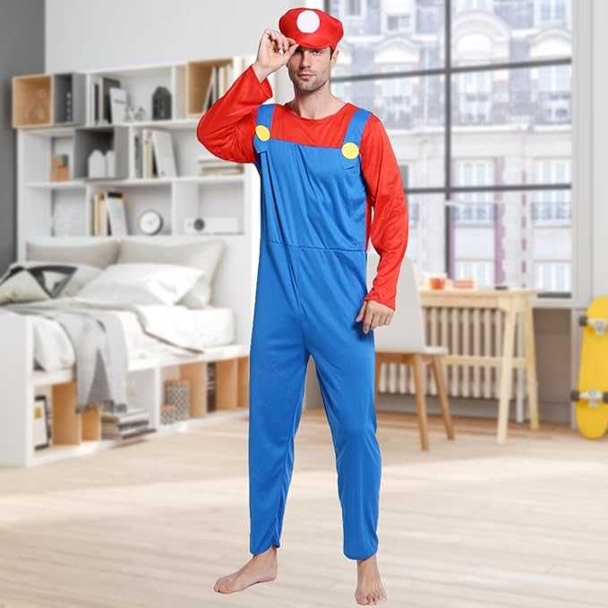 Костюм на Super Mario, за възрастни, 4 части, комплект