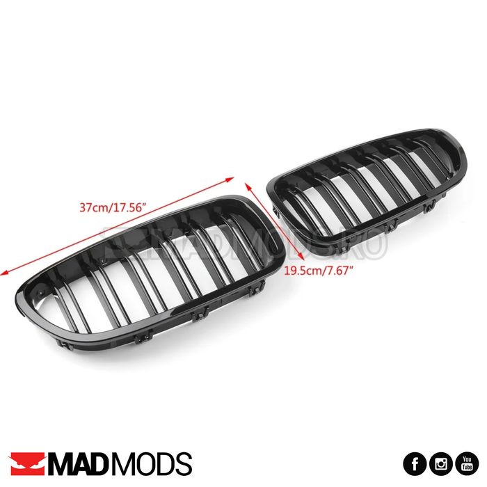 Set grile duble M BMW Seria 5 F10 F11 M5 2010-2017, Negru Lucios