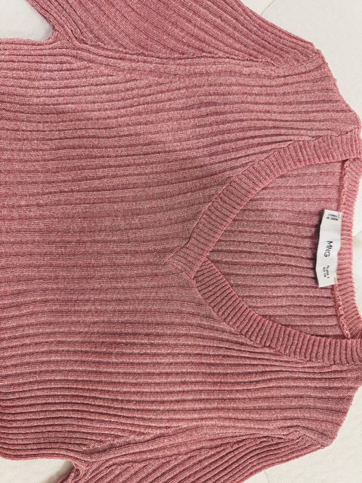 MANGO Женский Нежнo Розовый Прозрачный свитер с люрексом