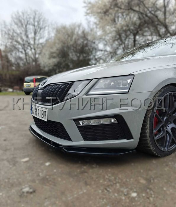 Преден лип спойлер за шкода октавия мк3 врс / skoda oktavia mk3 lip vrs / добавка за предна броня / нож