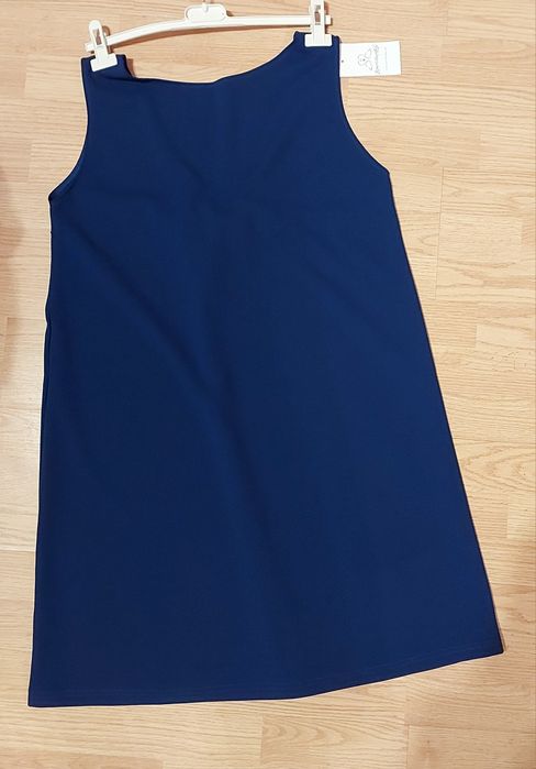 Нова синя рокля с панделка