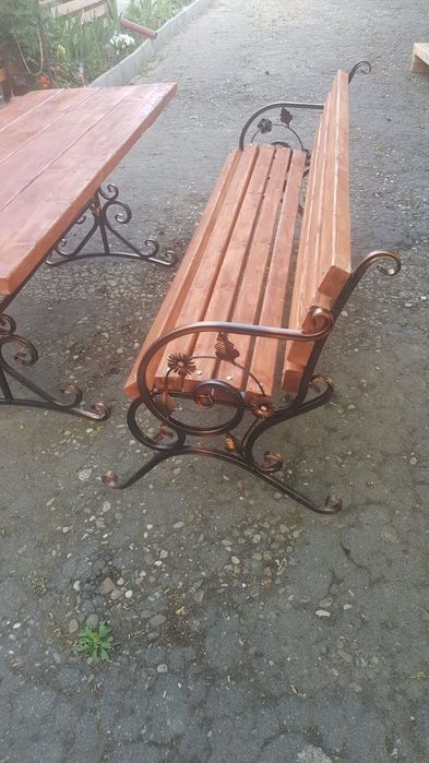 Banca fier forjat cu lemn masiv de brad