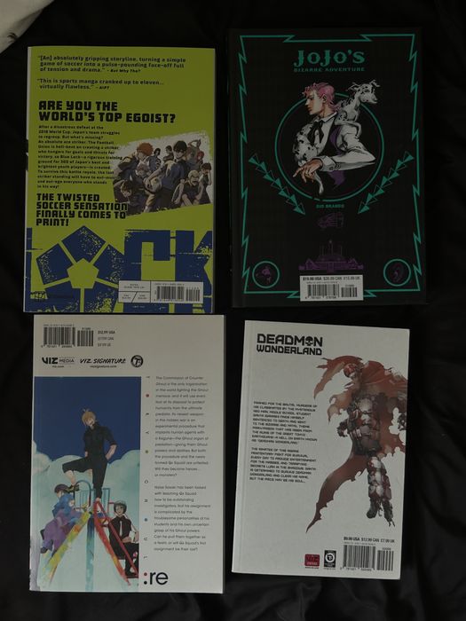 Манга Jojo, Deadman Wonderland, Tokyo ghoul:Re, Blue lock