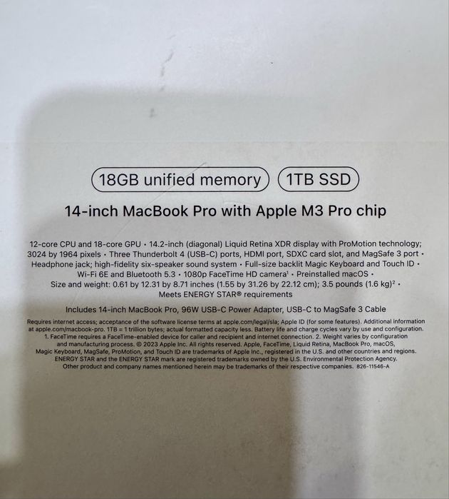 Macbook pro M3pro 14inch/1tb sotiladi