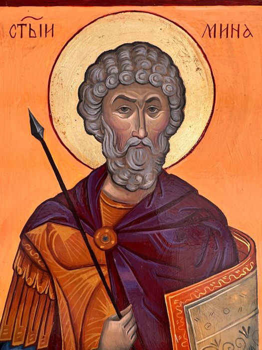 Икона на Свети Мина - изработена ръчно