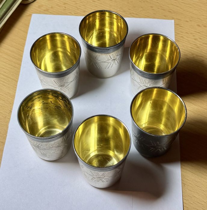 Серебрянные рюмки СССР 6 шт.