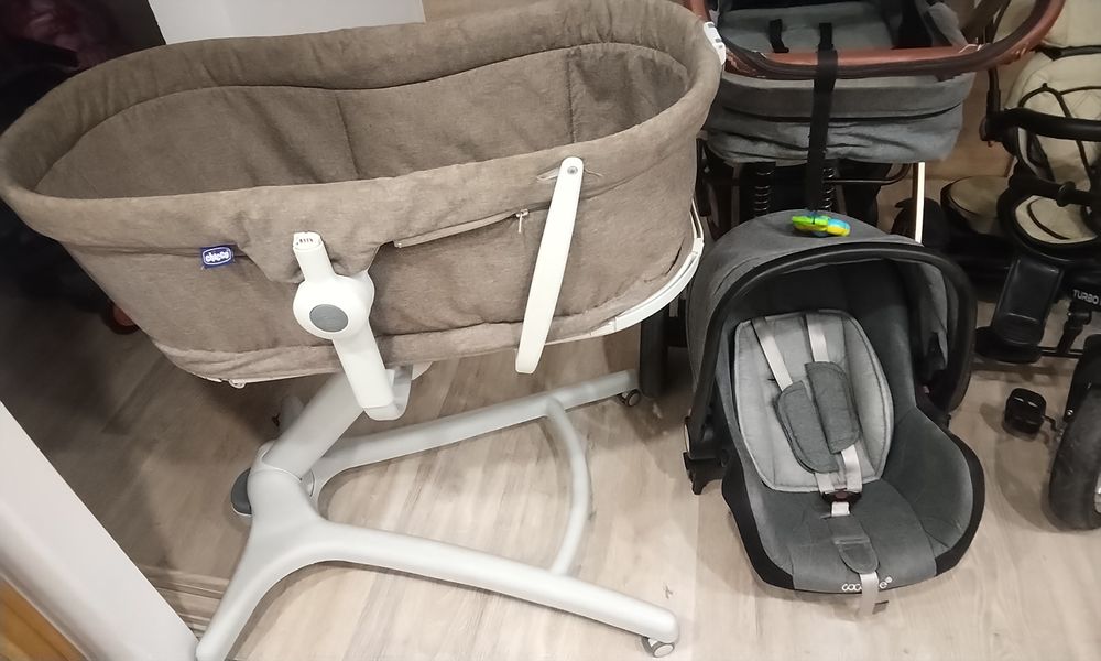 Carut cu landou si scoica, tricicleta tip carut, landou de interior