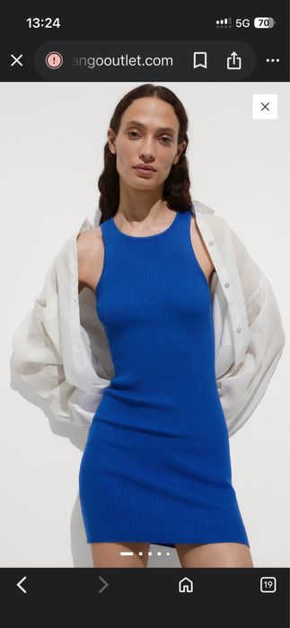 Рокля Mango, плетиво, синя, s