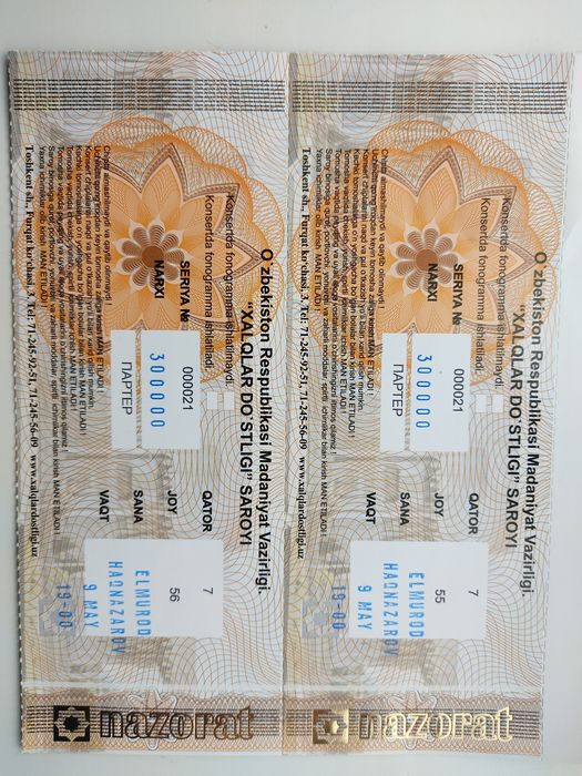 Elmurod Haqnazarov Kansertiga 9-May 19:00 da